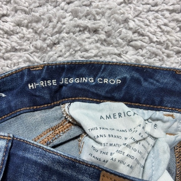 American Eagle Jeans Womens 0 Hi Jegging Crop Stretch Dark Exposed Button Fly - Picture 3 of 6